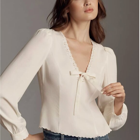 Reformation Vivia Scalloped Bow Top – Size 12 (fits like 10) – NWT - Picture 4 of 5